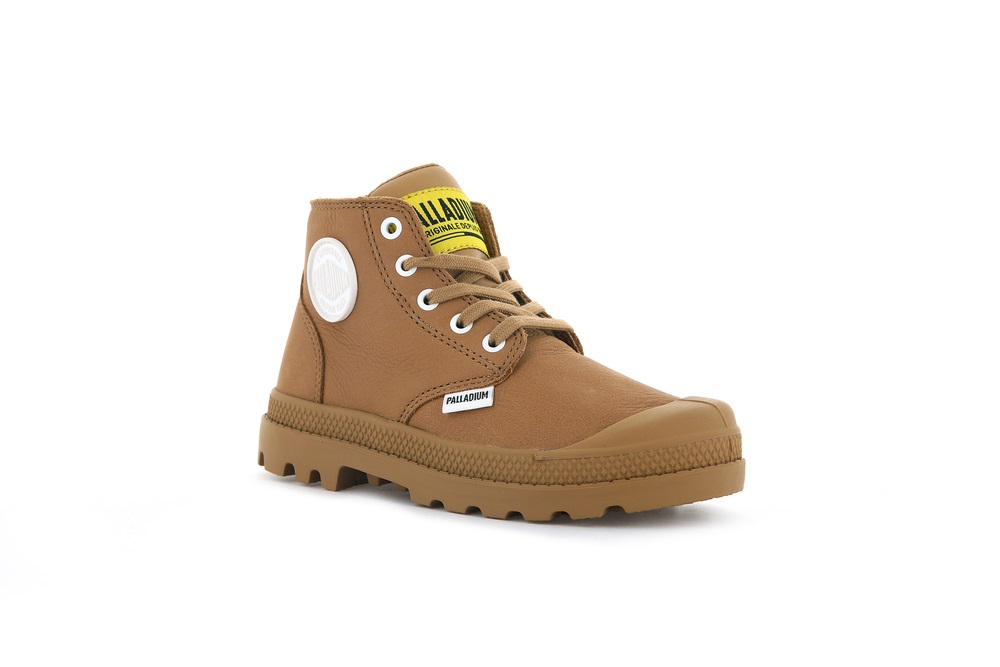 Botas Palladium PAMPA MID LTH ZIP Niños Marrones | Costa Rica-63507